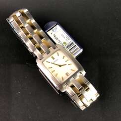 Armbanduhr: "SEIKO". Edelstahl matiert und bicolor. Mineralglas. Ungetragen aus Uhrmachernachlaß. Tadellos.