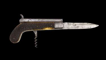 Kombinationswaffe - Taschenmesser-Perkussionspistole um 1870.