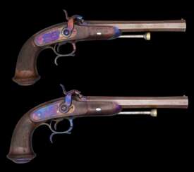 Französische Offizierspistole M 1833 1. Modell - ein Paar mit zwei Pistolen.