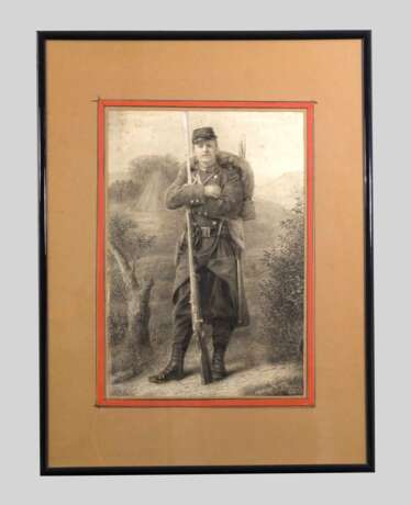 Gezeichnetes Portrait eines französischen Infanteristen um 1870-1880. - photo 1