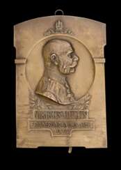 Patriotischer Tischaufsteller Kaiser Franz Joseph I. Viribus Unitis 1914.
