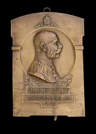 Patriotischer Tischaufsteller Kaiser Franz Joseph I. Viribus Unitis 1914. - Foto 1
