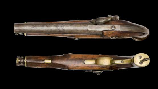 Seltene Bordpistole mit Kapselzündung und angelenktem Ladestock der k.k. Marine von 1862. - Foto 3