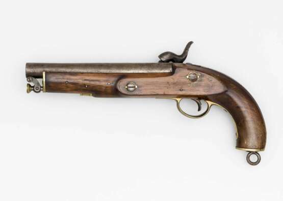 Seltene Bordpistole mit Kapselzündung und angelenktem Ladestock der k.k. Marine von 1862. - Foto 5