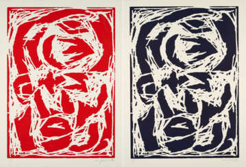 A.R. Penck. Mixed Lot of 2 Woodcuts