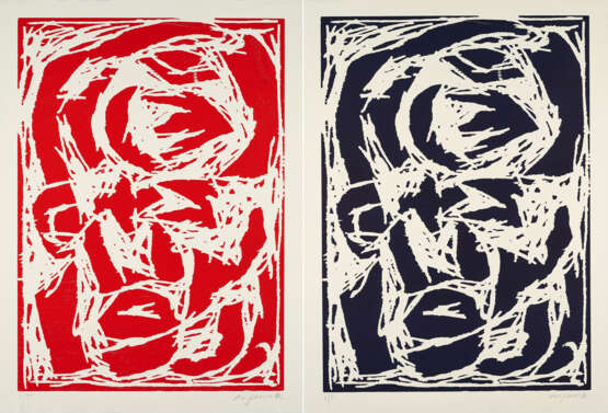 A.R. Penck. Mixed Lot of 2 Woodcuts - photo 1