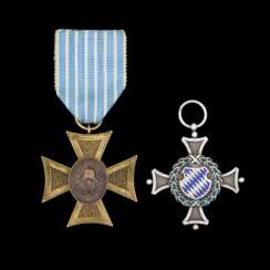 Bayern, Feuerwehr-Verdienstkreuz 1928-1936 und Dienstauszeichnungskreuz 1. Klasse für 40 Jahre 1865-1918.