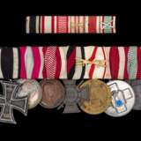 Weltkrieg, Ordensspange mit sieben Auszeichnungen und Feldspange. - Foto 1