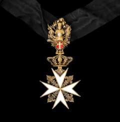 Souveräner Malteser-Ritterorden - Halskreuz eines Ehren- und Devotionsritter mit Papieren.