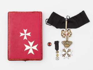Souveräner Malteser-Ritterorden - Halskreuz eines Magistralritters im Etui.