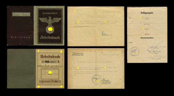 Dokumentengruppe mit Autograf Dr. Josef Mengele aus seiner Zeit bei der SS-Division WIKING. - Foto 2