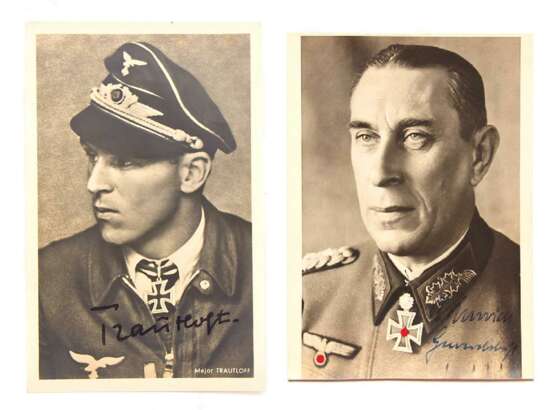 Portraitpostkarten Jagdflieger Trautloft und Generaloberst Schmidt mit Autografen. - фото 1