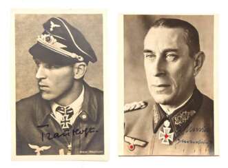 Portraitpostkarten Jagdflieger Trautloft und Generaloberst Schmidt mit Autografen.