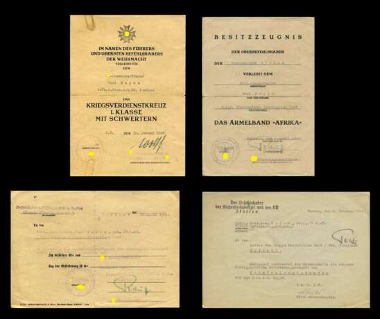 Waffen-SS, Dokumenten- und Urkundengruppe eines SS-Oberscharführers mit Autograf SS-Obergruppenführer Karl Wolff. - Foto 1