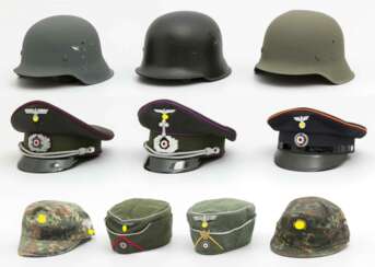 Konvolut von 10 Kopfbedeckungen Wehrmacht und staatliche Organisationen 1933-1945.