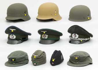 Konvolut von 10 Kopfbedeckungen Wehrmacht und staatliche Organisationen Drittes Reich.