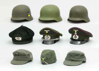 Konvolut von 9 Kopfbedeckungen Wehrmacht Drittes Reich.