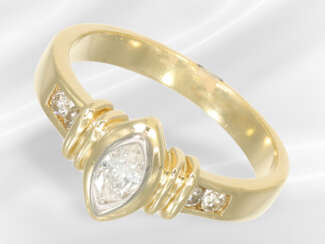 Ring: vintage Diamant/Brillant-Goldschmiedering, N…