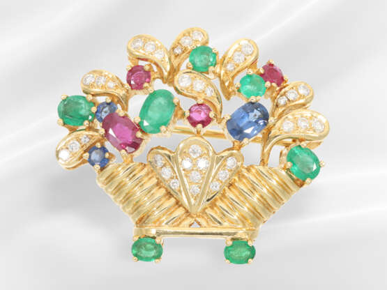 Brooch/pin: finely handcrafted with brilliant-cut … - photo 1
