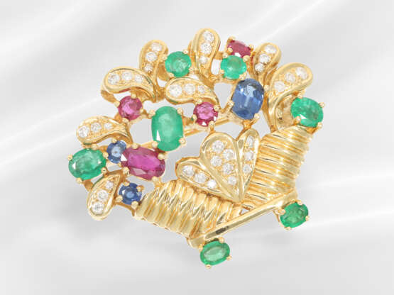 Brooch/pin: finely handcrafted with brilliant-cut … - photo 3