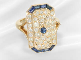 Ring: sehr dekorativ gestalteter Brillant/Saphirri…