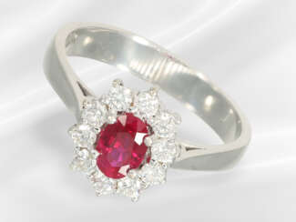 Ring: very fine ruby/brilliant-cut diamond gold ri…