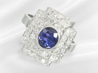 Ring: very beautiful, modern sapphire/brilliant-cu…