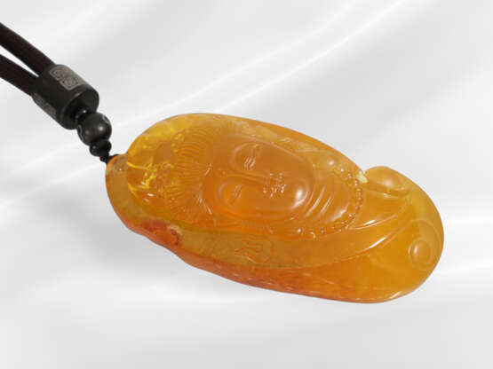 Chain/necklace: rare amber carving "Buddha", attac… - фото 3