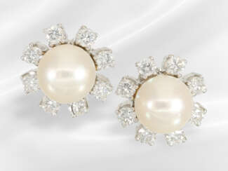 Earrings: classic white gold vintage pearl/brillia…