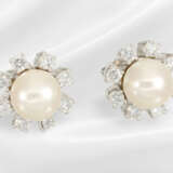 Earrings: classic white gold vintage pearl/brillia… - фото 2