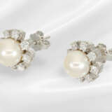 Earrings: classic white gold vintage pearl/brillia… - фото 3