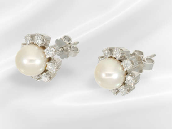 Earrings: classic white gold vintage pearl/brillia… - фото 3