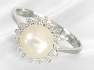 Ring: schön erhaltener Weißgoldring mit Diamanten …