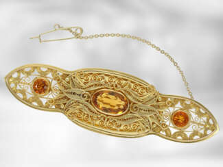 Exceptional gold brooch set with citrine, approx. …