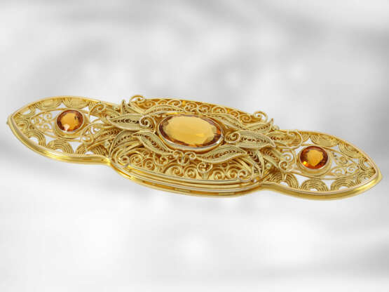 Exceptional gold brooch set with citrine, approx. … - photo 2