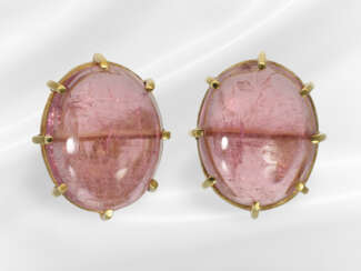 Earrings: vintage clip earrings with large pink to…