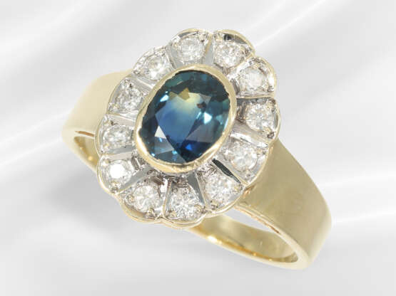 Ring: sehr schöner vintage Saphir/Brillant-Blütenr… - Foto 1
