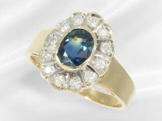 Ring: sehr schöner vintage Saphir/Brillant-Blütenr…