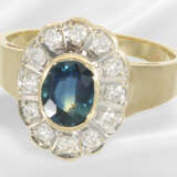 Ring: sehr schöner vintage Saphir/Brillant-Blütenr… - Foto 2