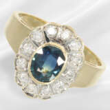 Ring: sehr schöner vintage Saphir/Brillant-Blütenr… - Foto 4