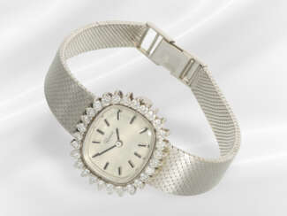 Armbanduhr: weißgoldene vintage Damenuhr mit Brill…