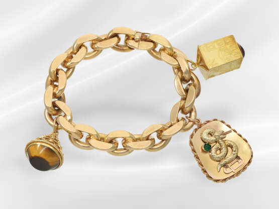 Bracelet: wide and fancy vintage charm bracelet wi… - photo 1