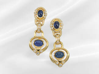 Earrings: decorative brilliant-cut diamond/sapphir…