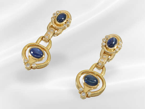 Earrings: decorative brilliant-cut diamond/sapphir… - фото 2