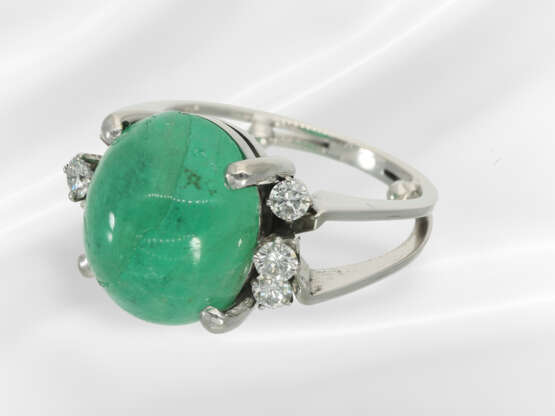 Ring: vintage emerald/brilliant-cut diamond ring b… - фото 3