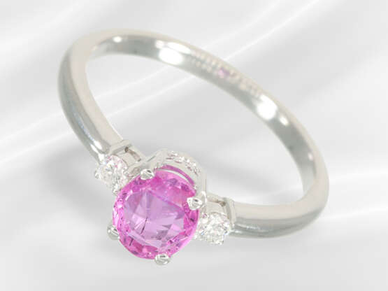Ring: like new white gold ring with pink sapphire … - фото 1