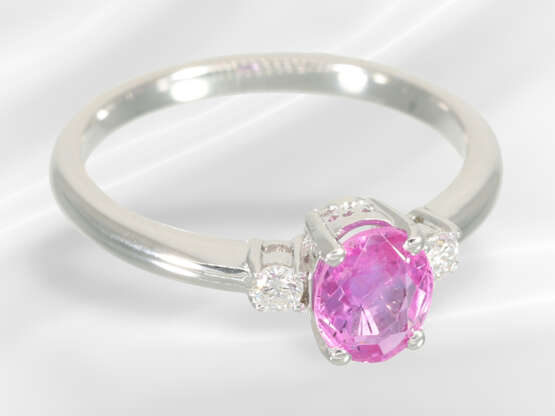 Ring: like new white gold ring with pink sapphire … - фото 3