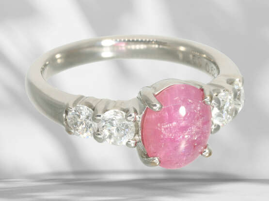 Ring: modern platinum ring with rare coloured ston… - photo 2