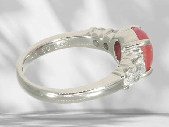 Ring: modern platinum ring with rare coloured ston… - photo 5