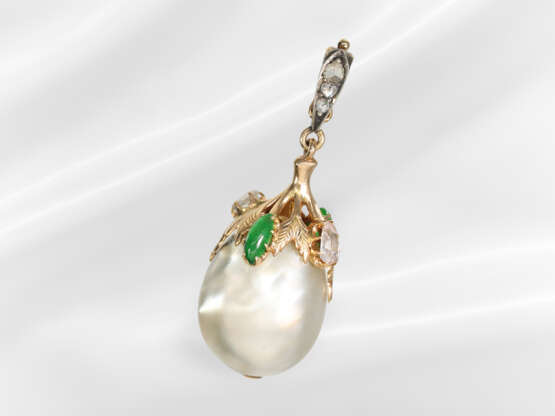 Pendant: antique pendant with large natural pearl,… - photo 4